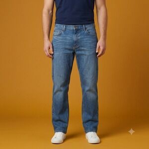 Wrangler Authentics Straight Stretch Jeans‎ Men's 36x32 Blue Denim